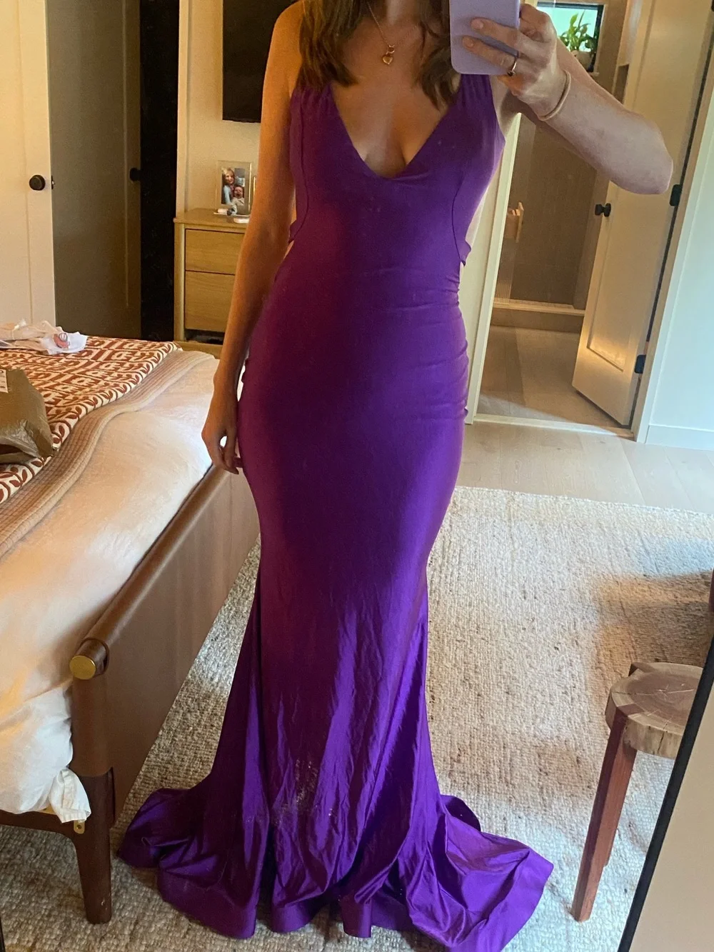 Jessica Angel 737 Purple Open Back Mermaid Gown Size S
